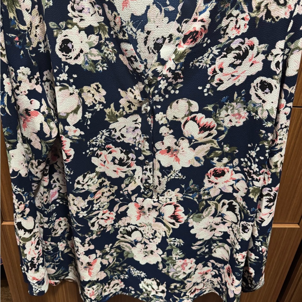 Roz & Ali Floral Blouse - Navy and White